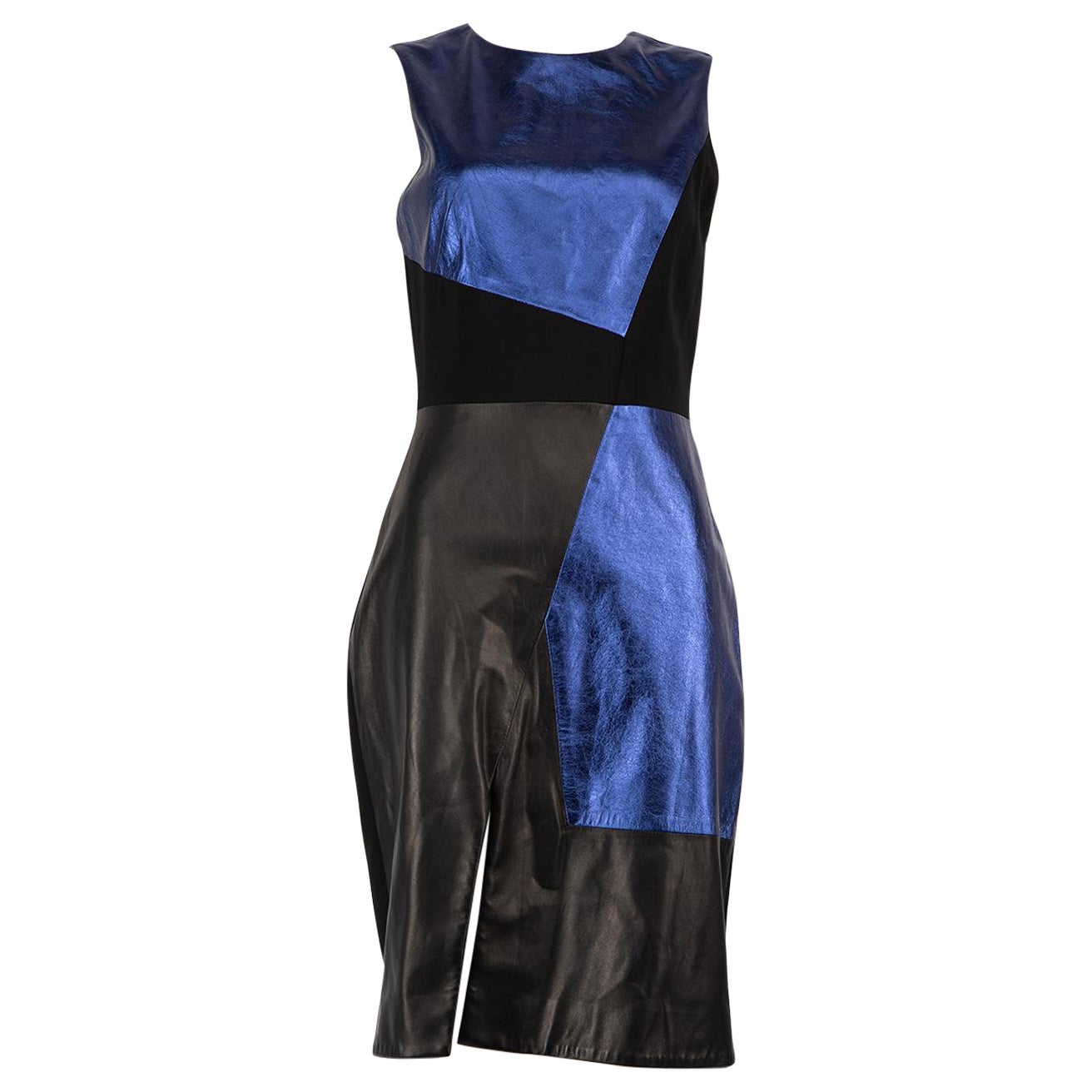 Prabal Gurung Robe géométrique en cuir longueur genou, taille S en vente