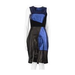 Prabal Gurung Geometric Leather Knee Length Dress Size S