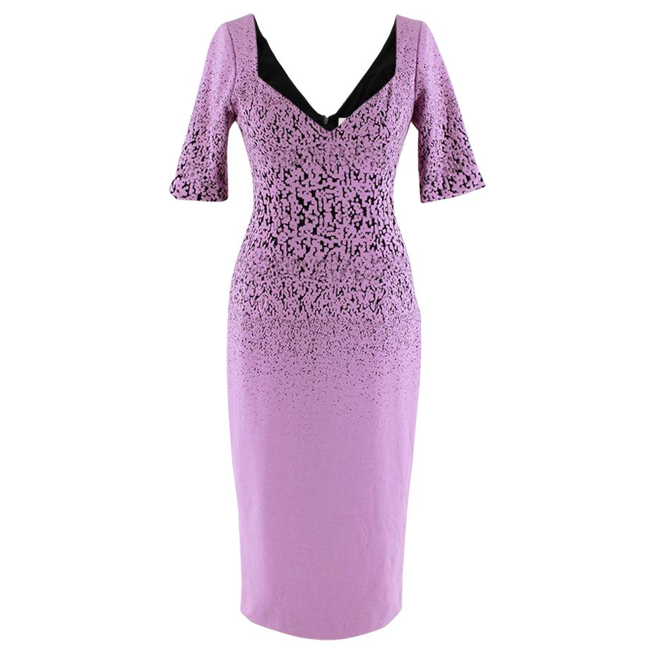 Prabal Gurung Lilac Speckled Fitted Midi Dress US4