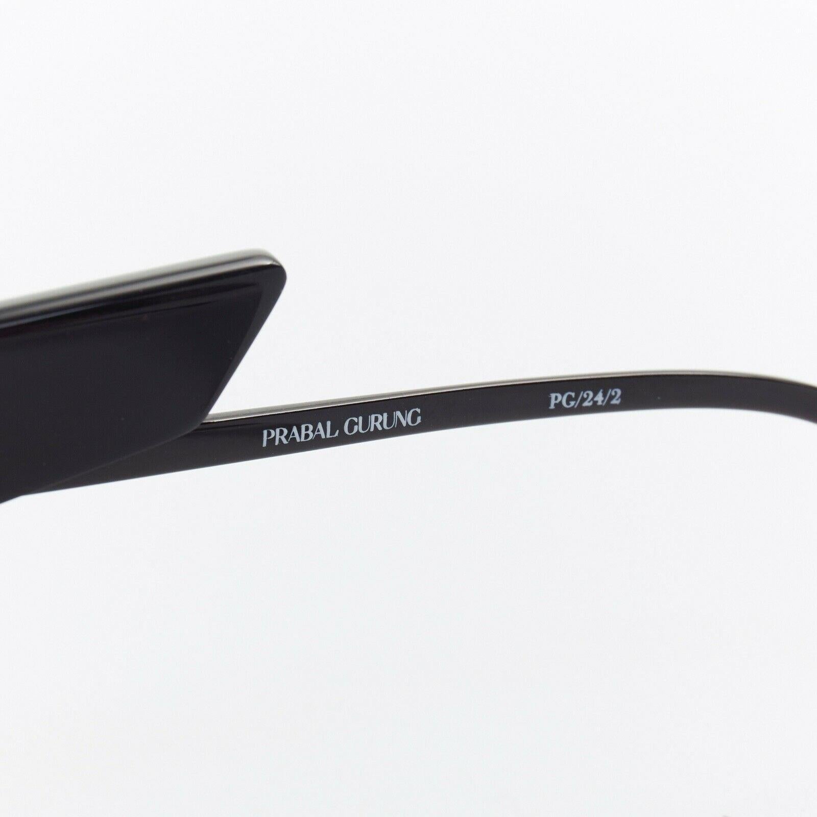 PRABAL GURUNG LINDA FARROW black mirrored lens architectural frame sunglasses In Good Condition In Hong Kong, NT