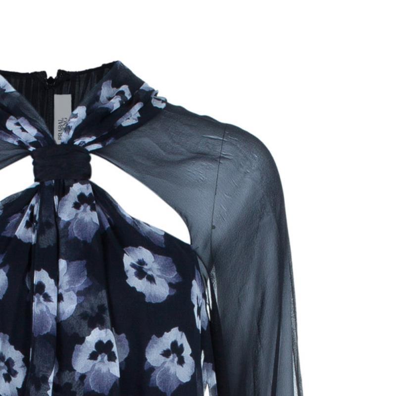 Prabal Gurung Long Sleeve Floral Print Silk Bow Dress M 6