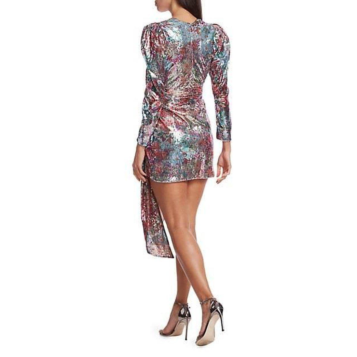 Prabal Gurung Mixed Sequin Wrapped Sash Mini Dress In New Condition For Sale In Brossard, QC