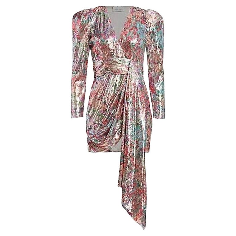 prabal gurung sequin dress Prabal Gurung Sequin Plunge-Neck Long-Sleeve Cascading Front Gown