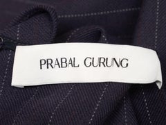 Prabal Gurung Navy & White Pinstriped Gathered Dress