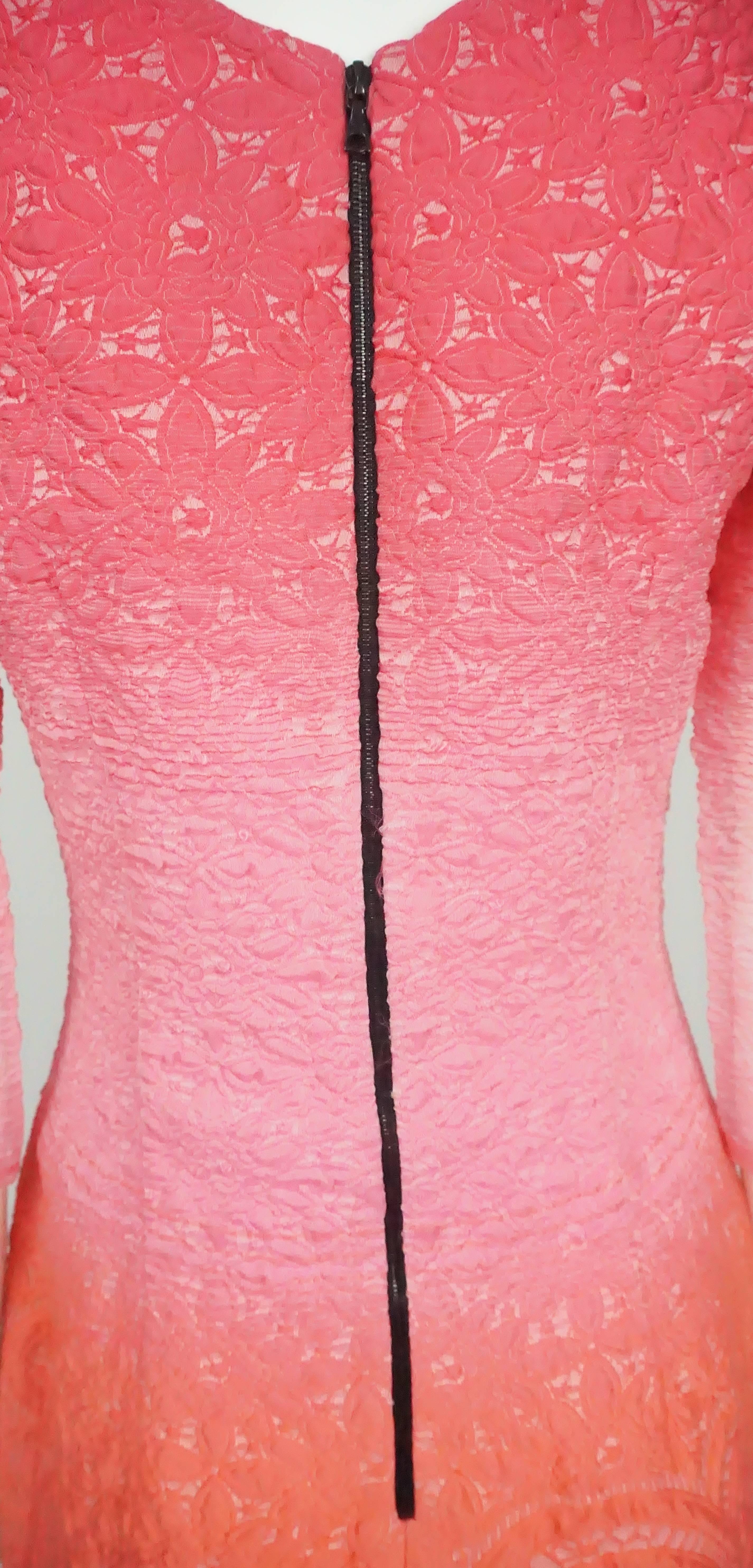 Prabal Gurung Pink & Coral Floral Textured Dress - 4 1