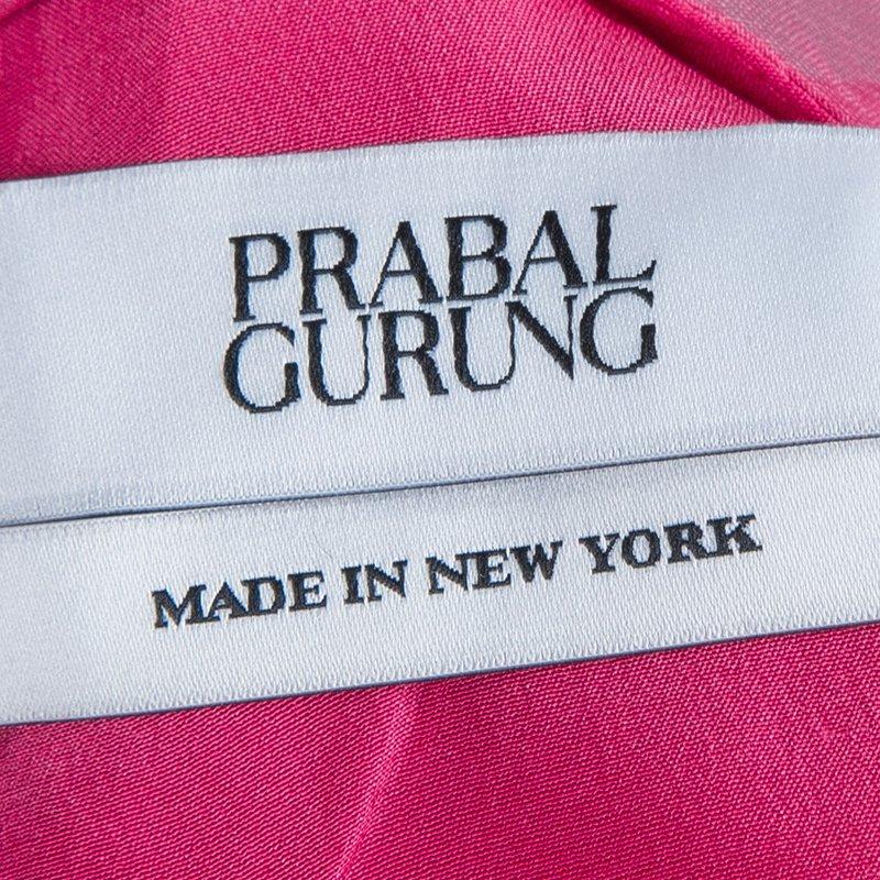 Prabal Gurung Pink Embellished Feather Detail Silk Dress M 3