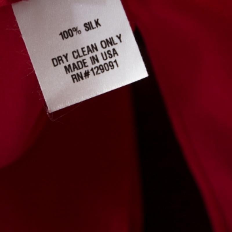 Donna Prabal Gurung Red Silk Draped Bow Detail Sleeveless Top L in vendita