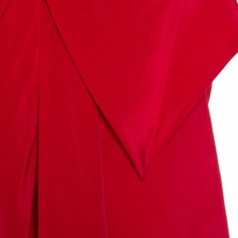 Prabal Gurung Red Silk Draped Bow Detail Sleeveless Top L in vendita 1