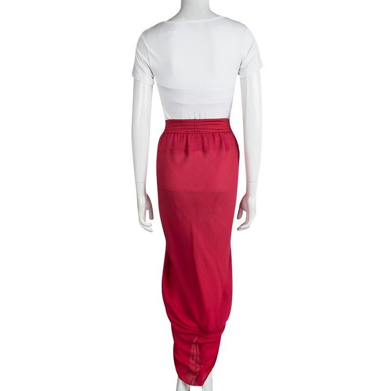 red silk maxi skirt
