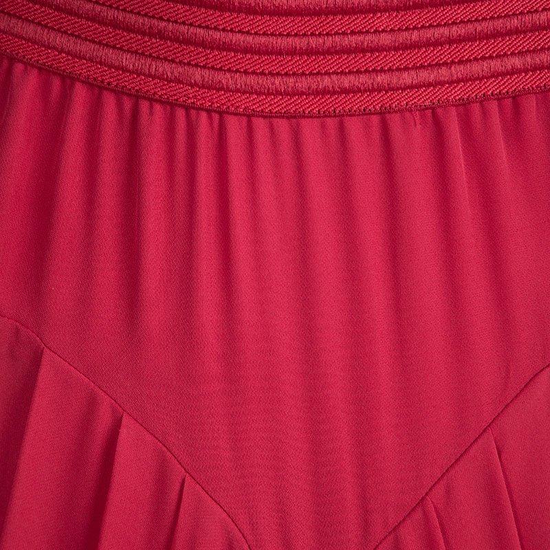 Prabal Gurung Red Silk Pleat Detail Draped Maxi Skirt S In Excellent Condition In Dubai, Al Qouz 2