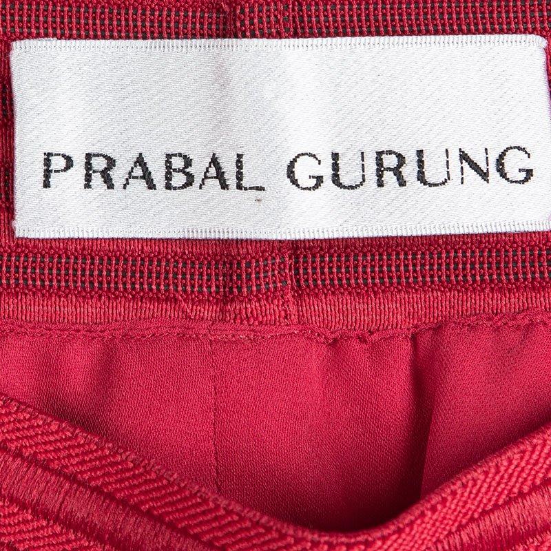Women's Prabal Gurung Red Silk Pleat Detail Draped Maxi Skirt S