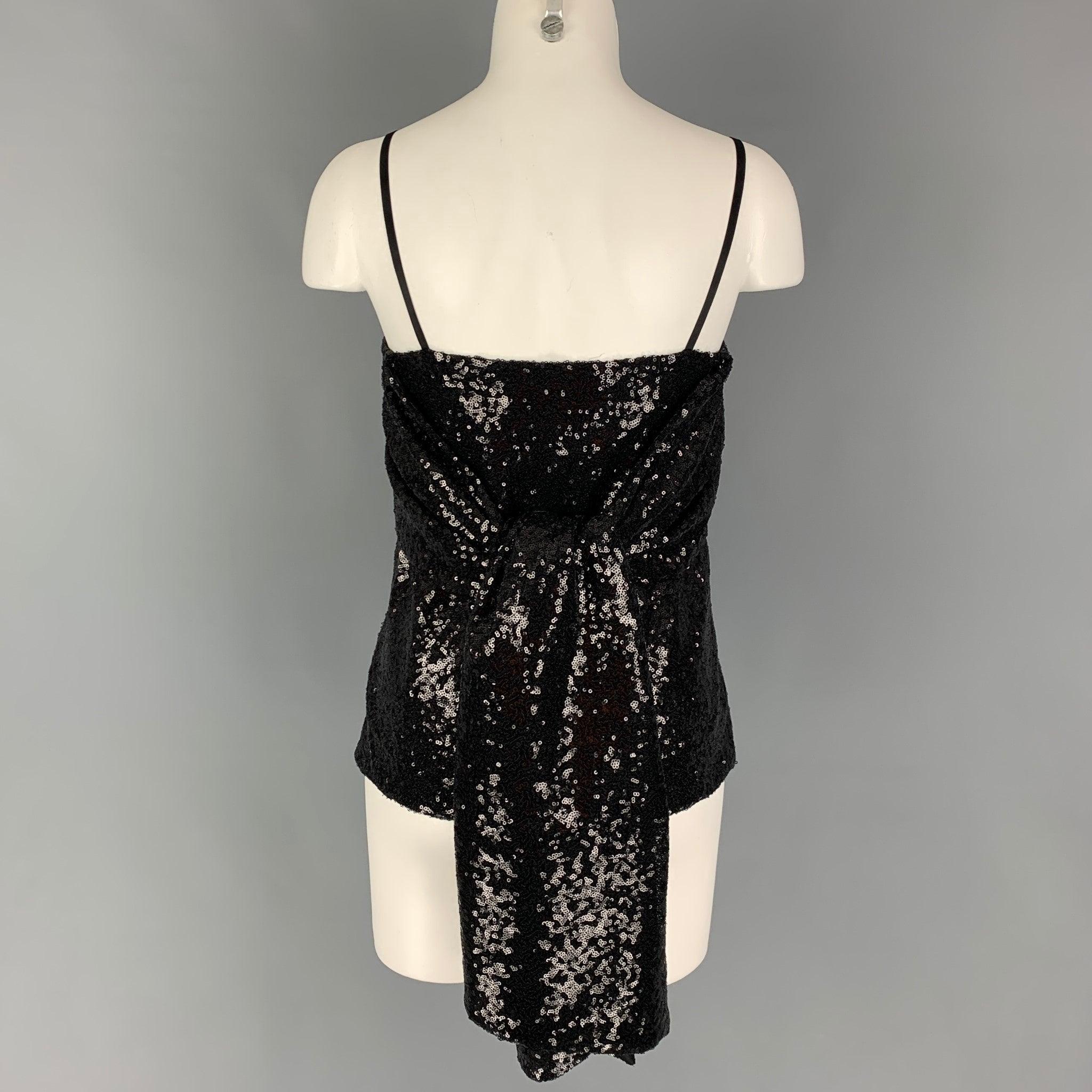 PRABAL GURUNG dress top comes in a red sequined polyester featuring a long draped strap design, side slits, and spaghetti straps. Made in USA. Excellent Pre-Owned Condition. 

Marked:   0 

Measurements: 
  Bust: 30 inches  Length: 15 inches 

  
 