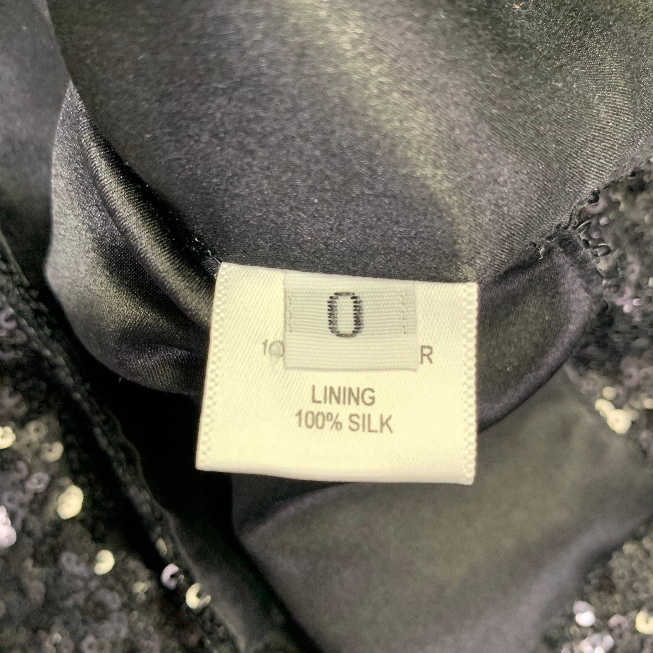 PRABAL GURUNG Size 0 Black Polyester Sequined Draped Dress Top For Sale 2