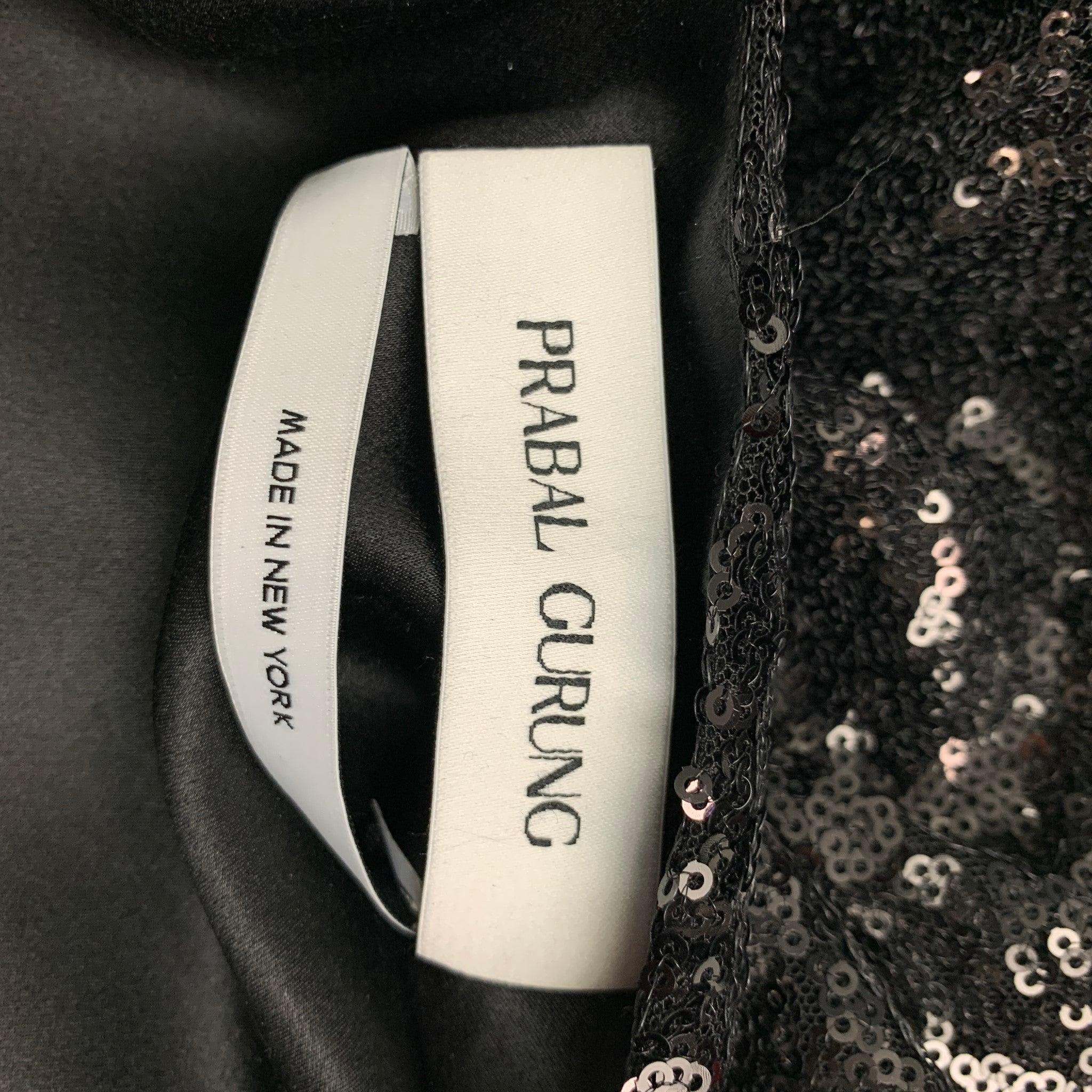 PRABAL GURUNG Taille 0 Robe drapée en polyester noir avec paillettes Top en vente 2
