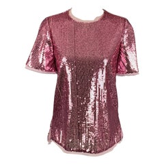 PRABAL GURUNG Taglia 0 Rosa Poliestere Paillettes Raw Edges Dress Top