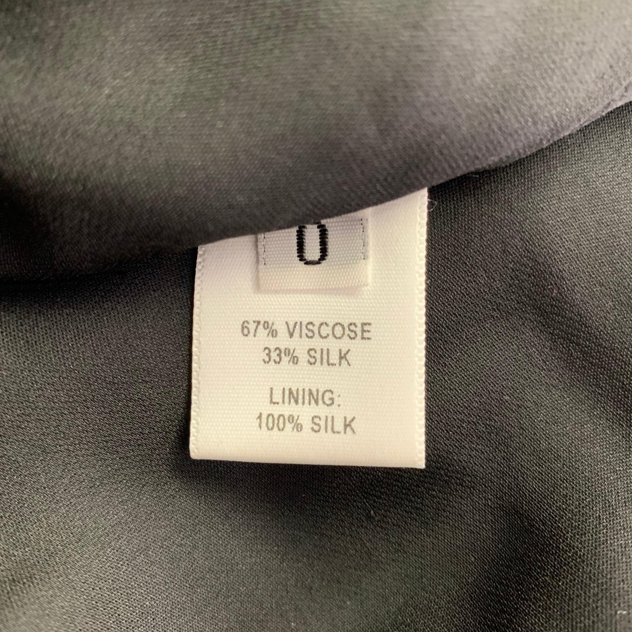 PRABAL GURUNG Talla 0 Morado Negro Viscosa Seda Burnout Vestido Manga Larga en venta 2