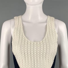 PRABAL GURUNG Size 0 White Black Polyester Sheath Midi Dress