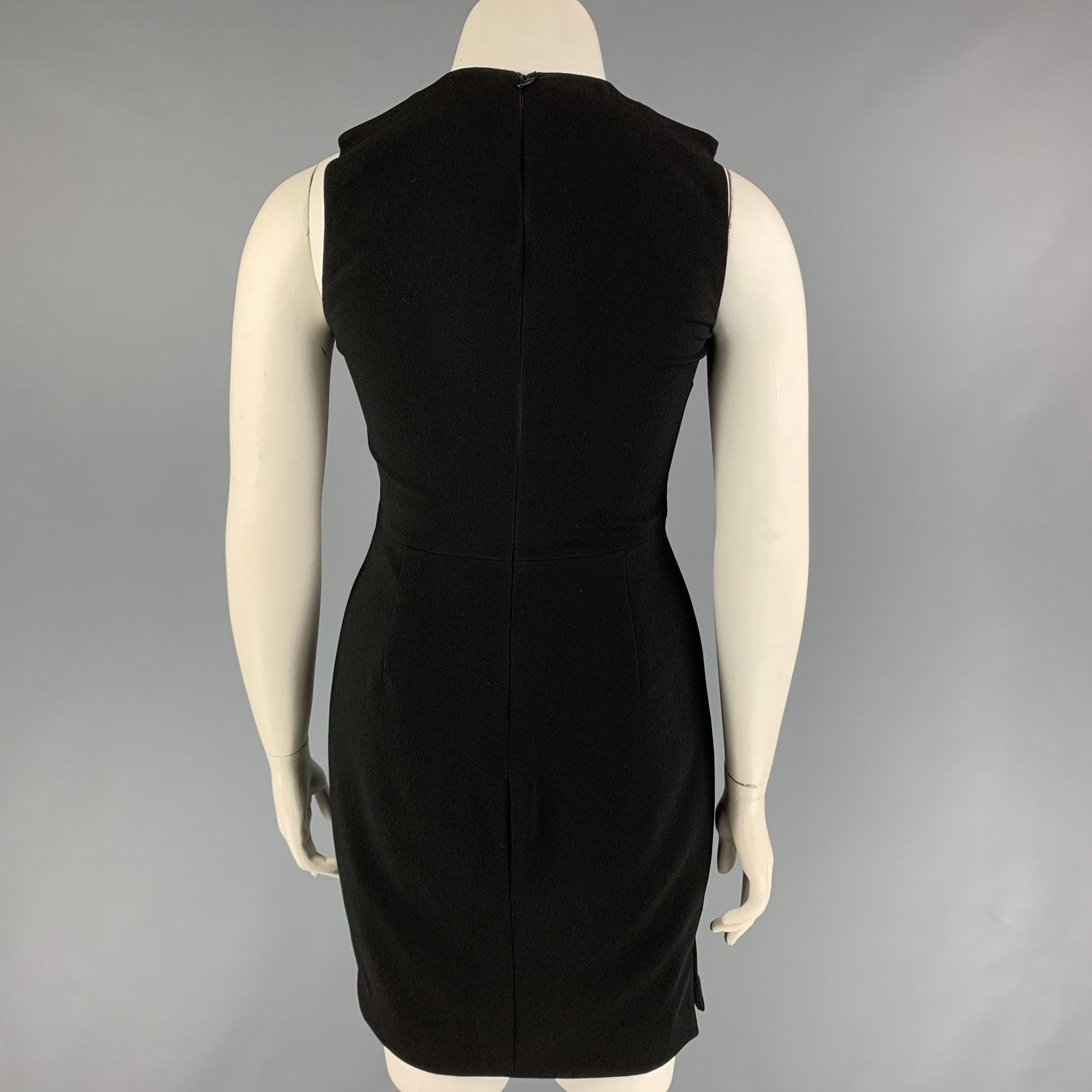 PRABAL GURUNG Size 10 Black Polyester Lambskin Sheath Dress In Good Condition For Sale In San Francisco, CA