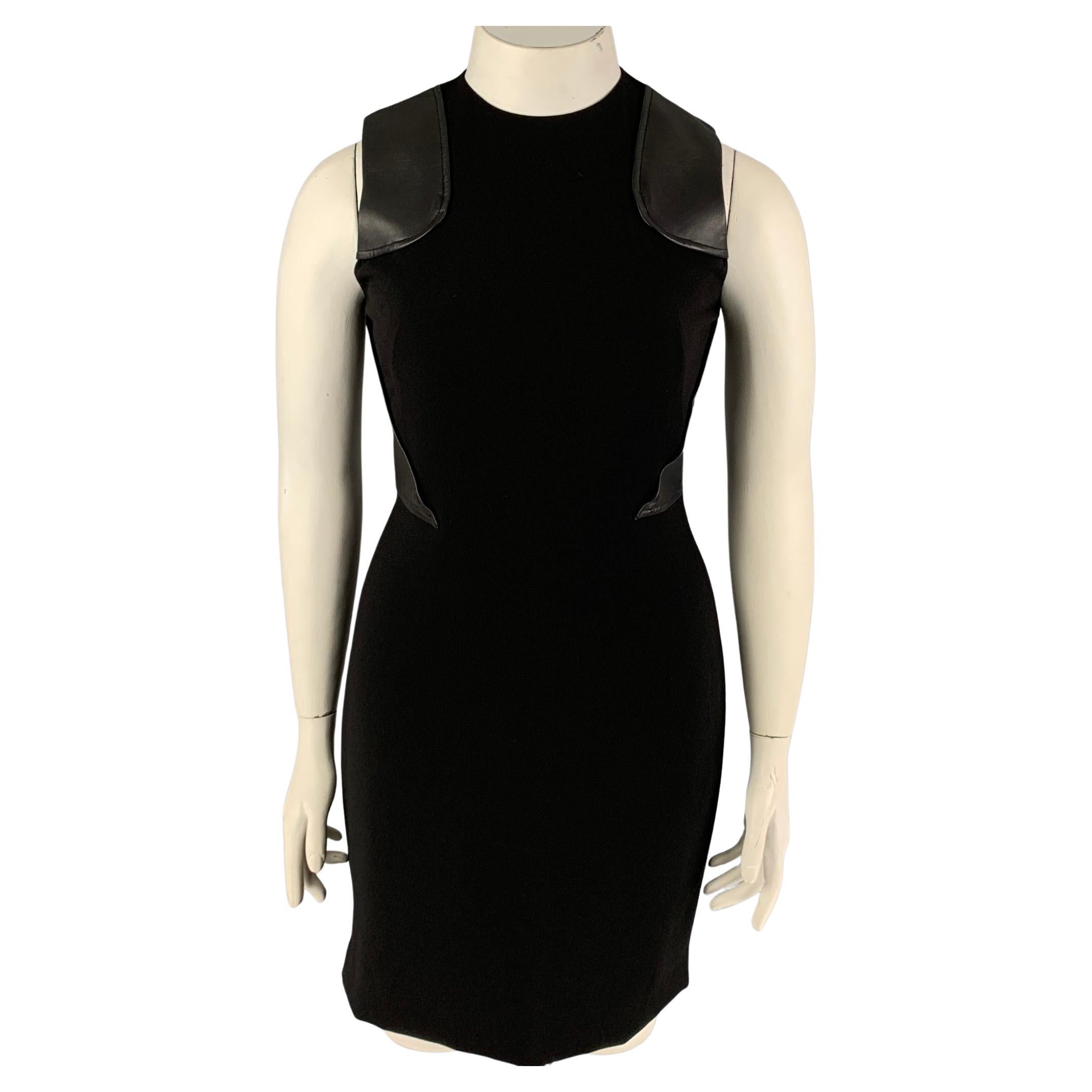 PRABAL GURUNG Size 10 Black Polyester Lambskin Sheath Dress