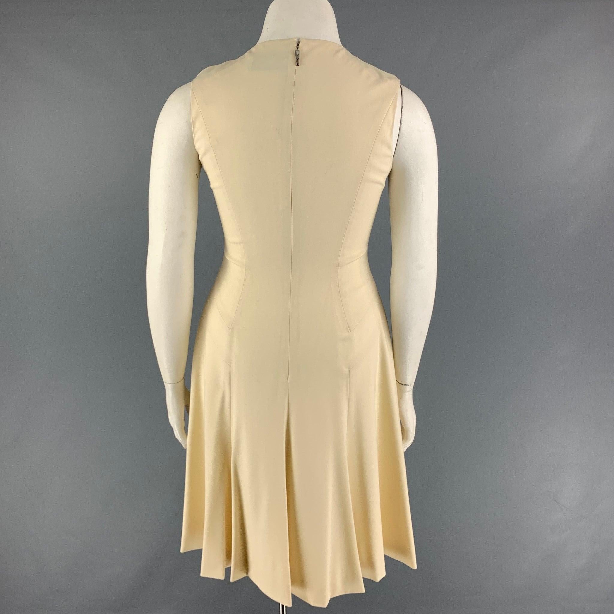 PRABAL GURUNG Size 10 Cream Wool A-Line Dress In Good Condition For Sale In San Francisco, CA
