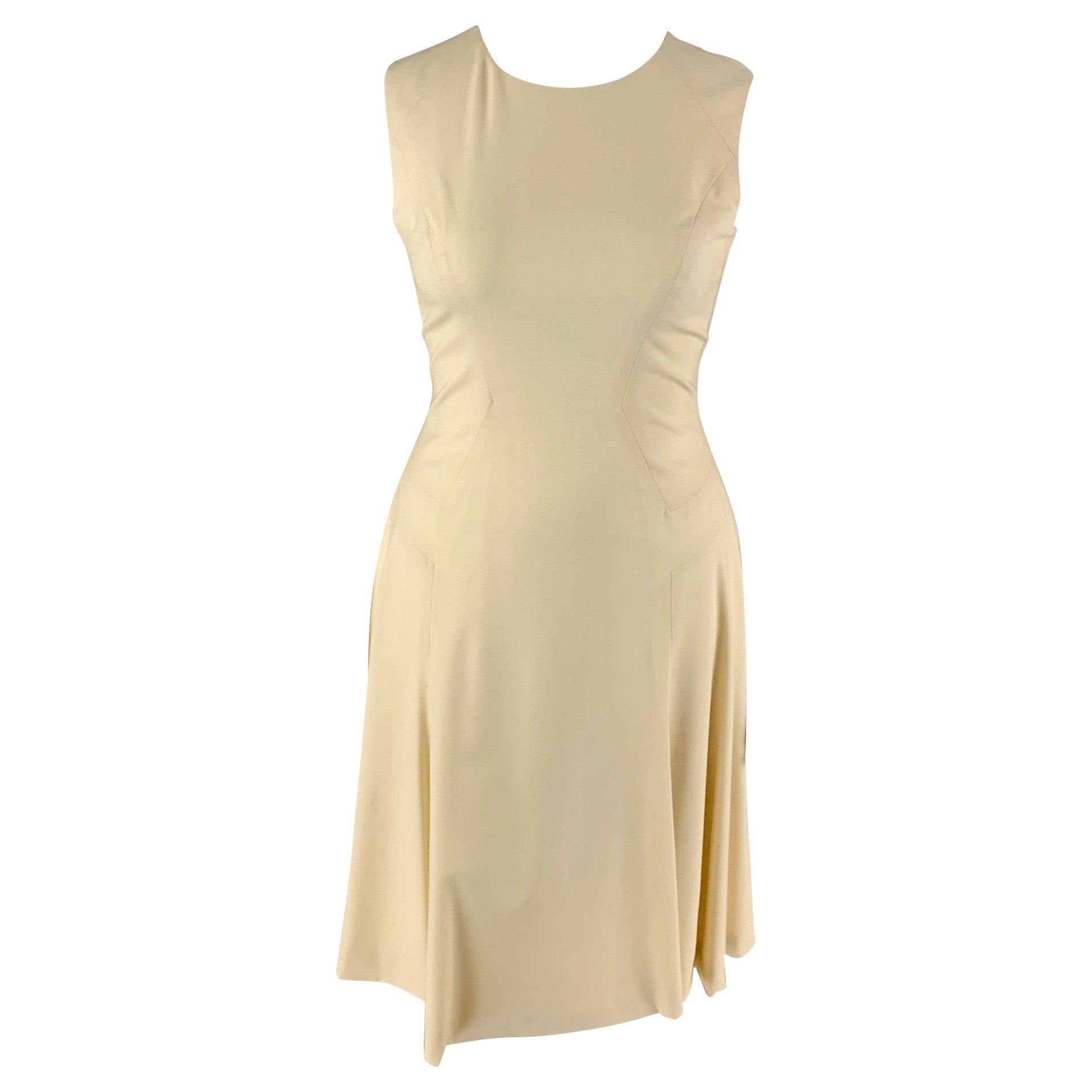 PRABAL GURUNG Taglia 10 Abito in lana color crema con linea ad A