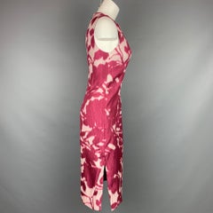 PRABAL GURUNG Size 2 Burgundy & White Silk / Cotton Shift Dress