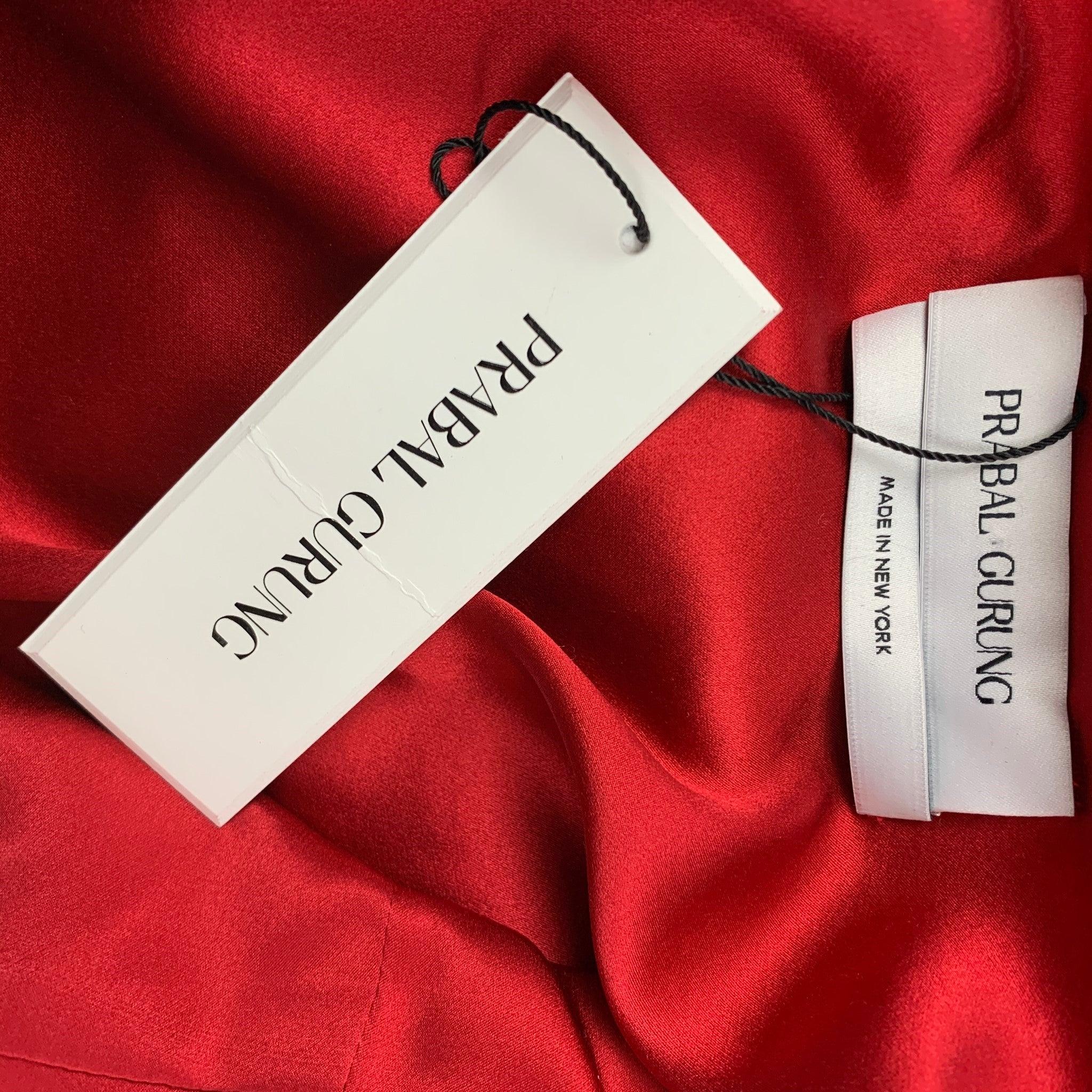 PRABAL GURUNG Tallas 2 Rojo Poliéster Lentejuelas Tirantes Espagueti Vestido Top en venta 1