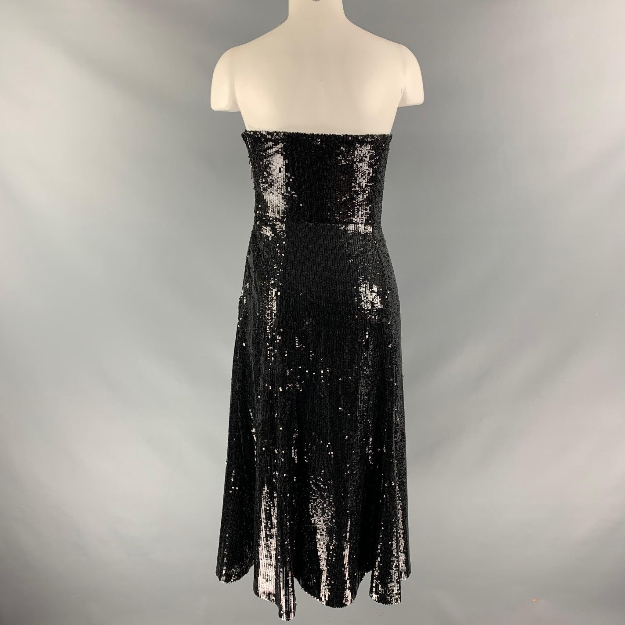 PRABAL GURUNG Size 2 Sequined Black Polyester  Dress In Excellent Condition For Sale In San Francisco, CA