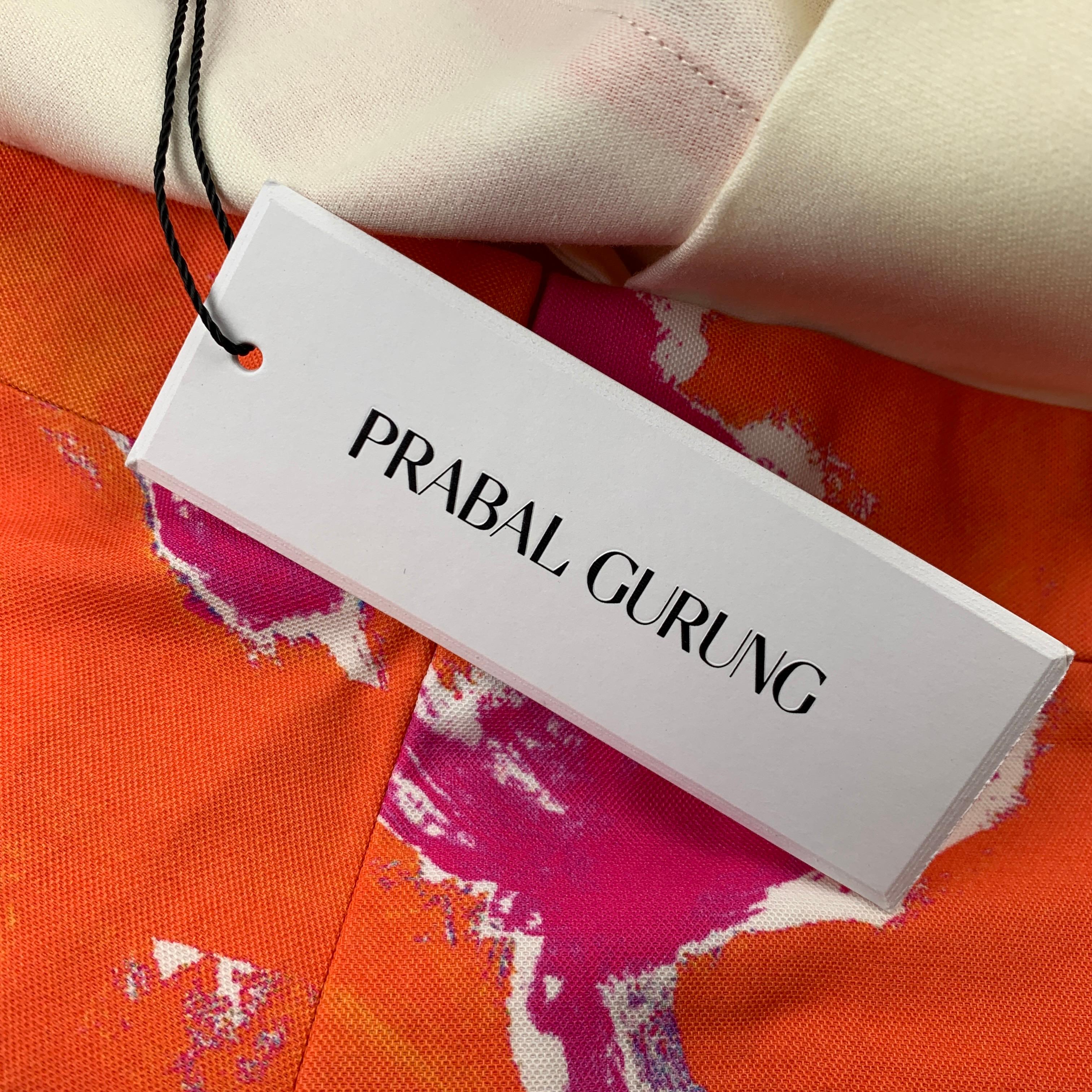 Pink PRABAL GURUNG Size 32 Orange & Fuchsia Abstract Cotton / Polyamide Shorts