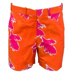 PRABAL GURUNG Size 32 Orange & Fuchsia Abstract Cotton / Polyamide Shorts