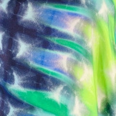 PRABAL GURUNG Größe 6 Blau Grün Seide Tie Dye Asymmetrisches Batwing Midikleid