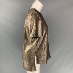 PRABAL GURUNG Size 6 Gold Polyester Sequined Dress Top