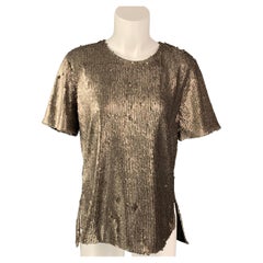 PRABAL GURUNG Größe 6 Gold Polyester Pailletten Kleid Top