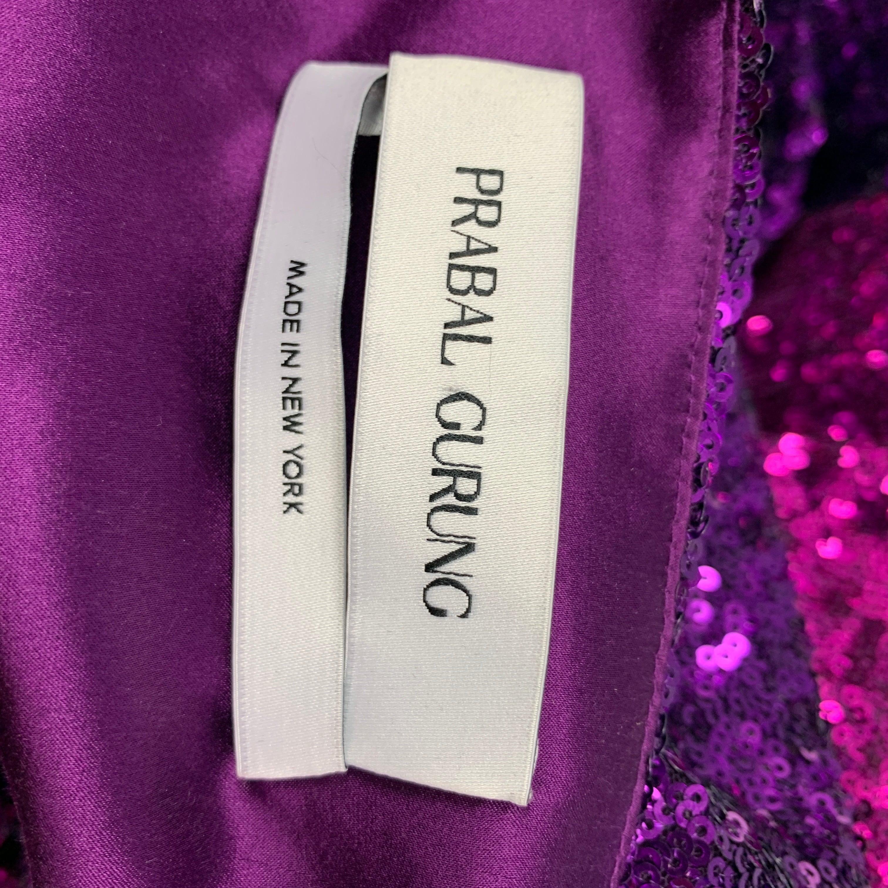 PRABAL GURUNG Size 6 Purple & Fuchsia Polyester Sequined Dress For Sale 3