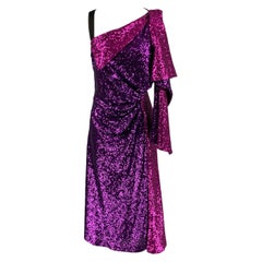 PRABAL GURUNG Size 6 Purple Fuchsia Polyester Sequined Sleeveless Dress