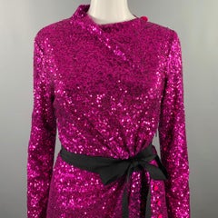 PRABAL GURUNG Size 6 Purple Polyester Sequined Open Back Dress