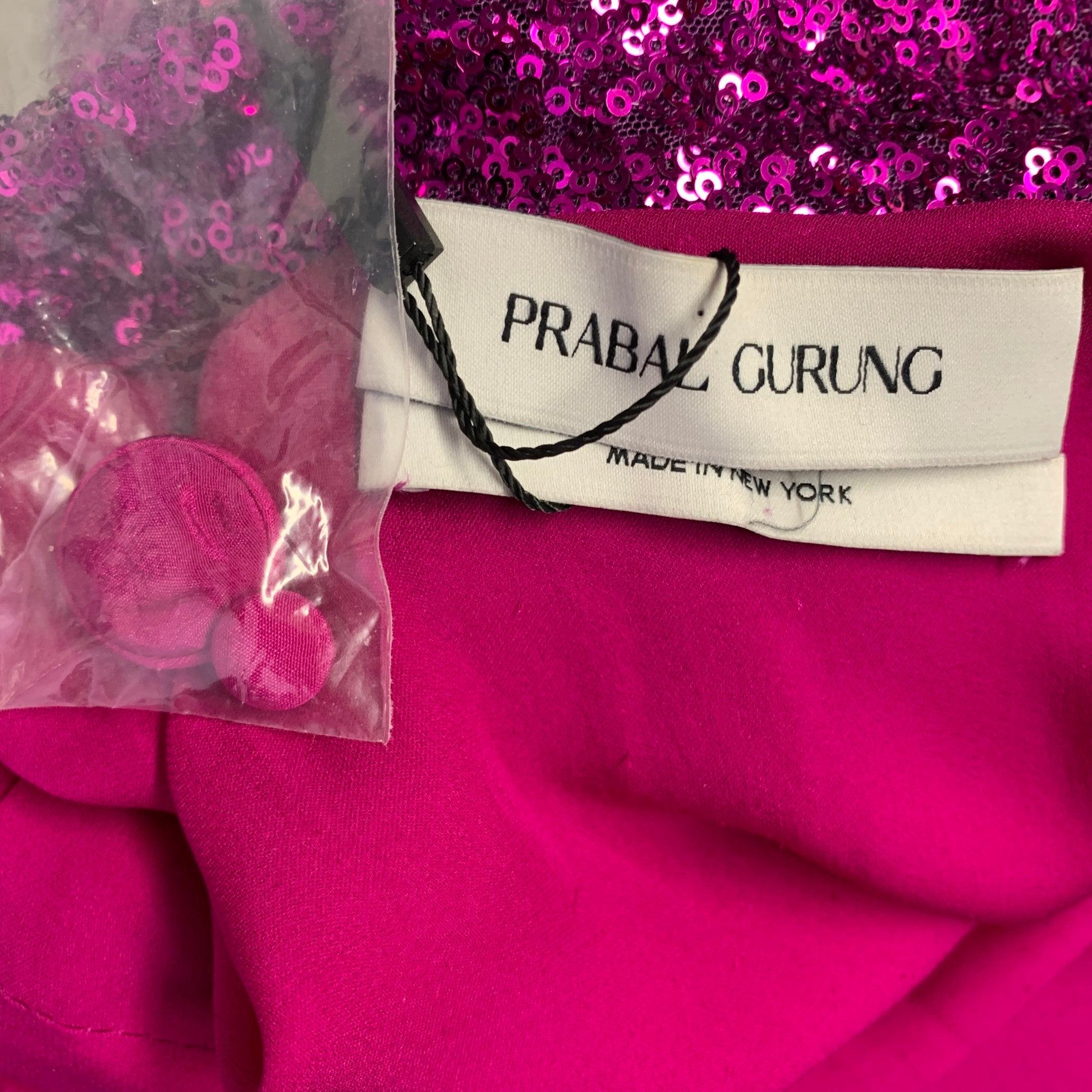 PRABAL GURUNG Taille 6 Robe pailletée à dos ouvert en polyester violet en vente 1