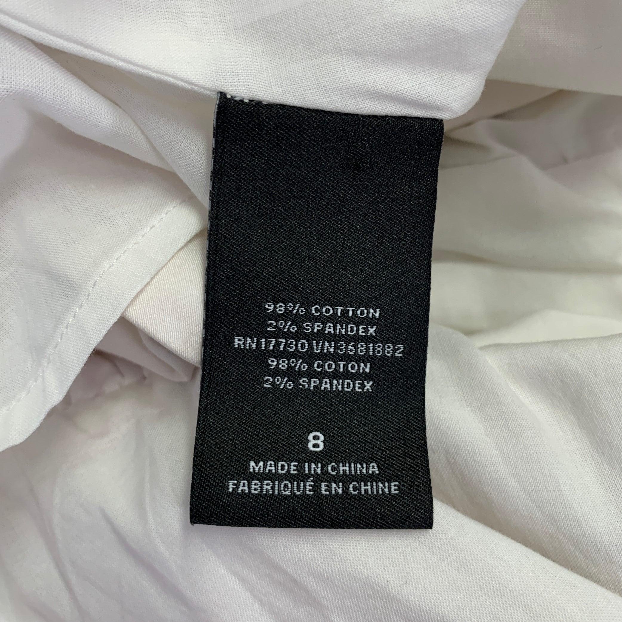 PRABAL GURUNG Size 8 White Multi Color Cotton Blend Floral Sleeveless Dress For Sale 2