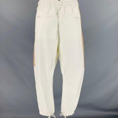 PRABAL GURUNG Size L White Beige Two Toned Cotton Blend Drop Crotch Casual Pants