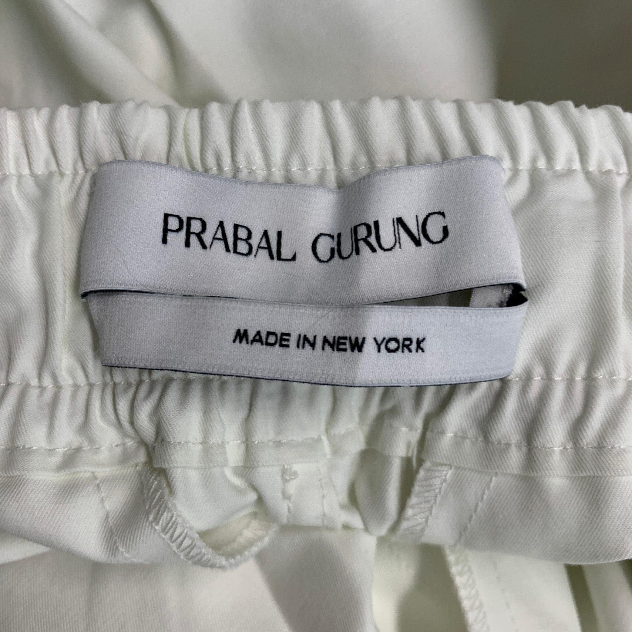 PRABAL GURUNG Größe L Weiß Beige Zweifarbige Crotch aus Baumwollmischung mit fallender Crotch Casual Hose im Zustand „Gut“ im Angebot in San Francisco, CA