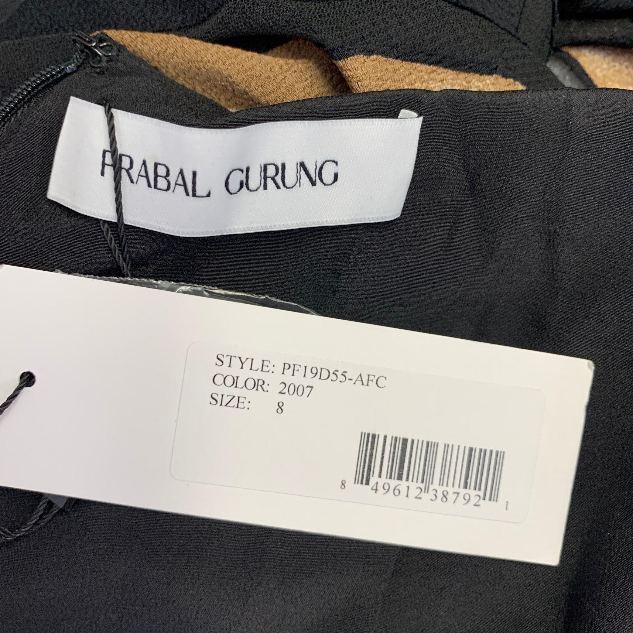 PRABAL GURUNG Größe M Schwarzes Brownes Viskose-Mischung Abstraktes Wickelkleid im Angebot 1