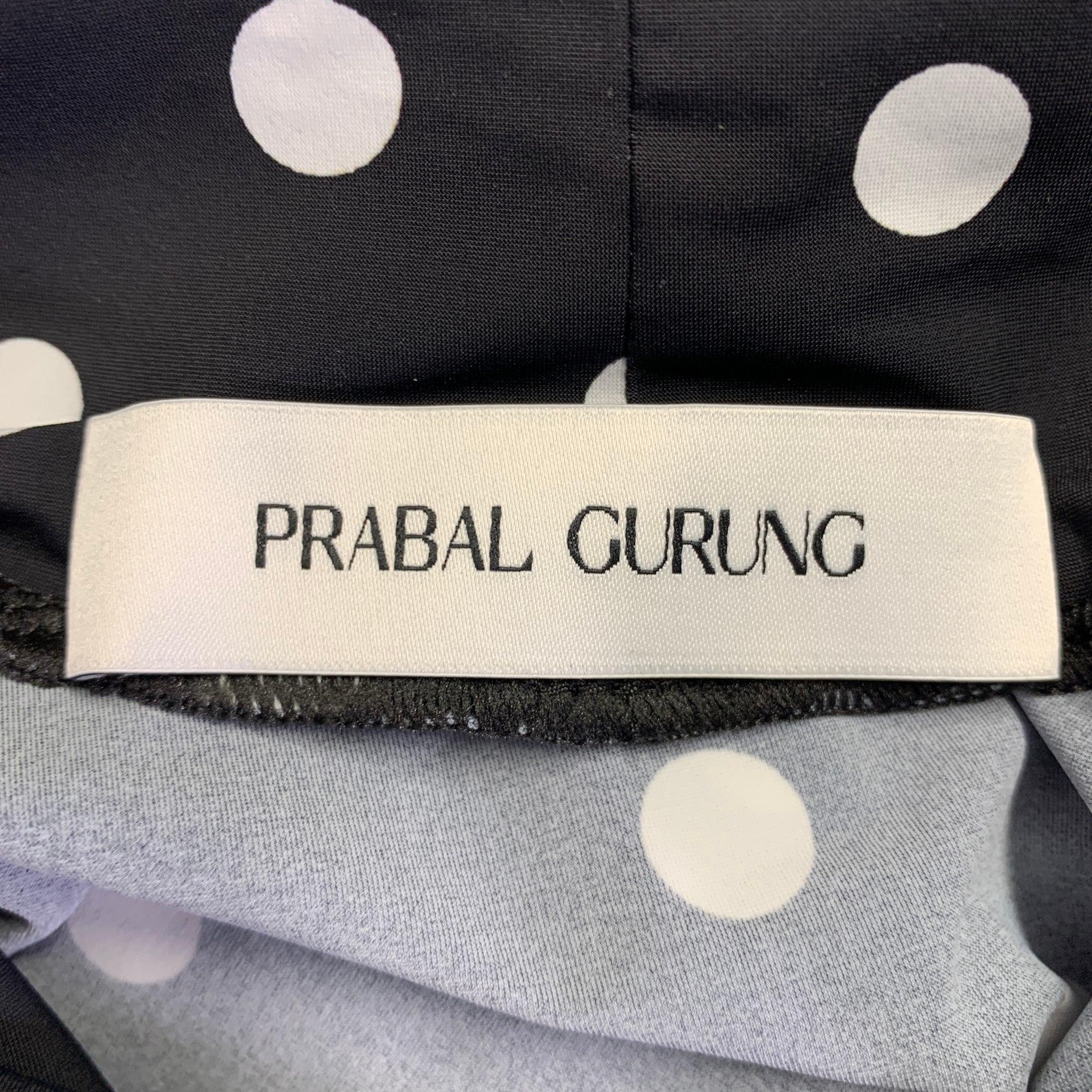 PRABAL GURUNG Size M Black White Lycra Polka Dot Bodysuit Dress Top For Sale 1