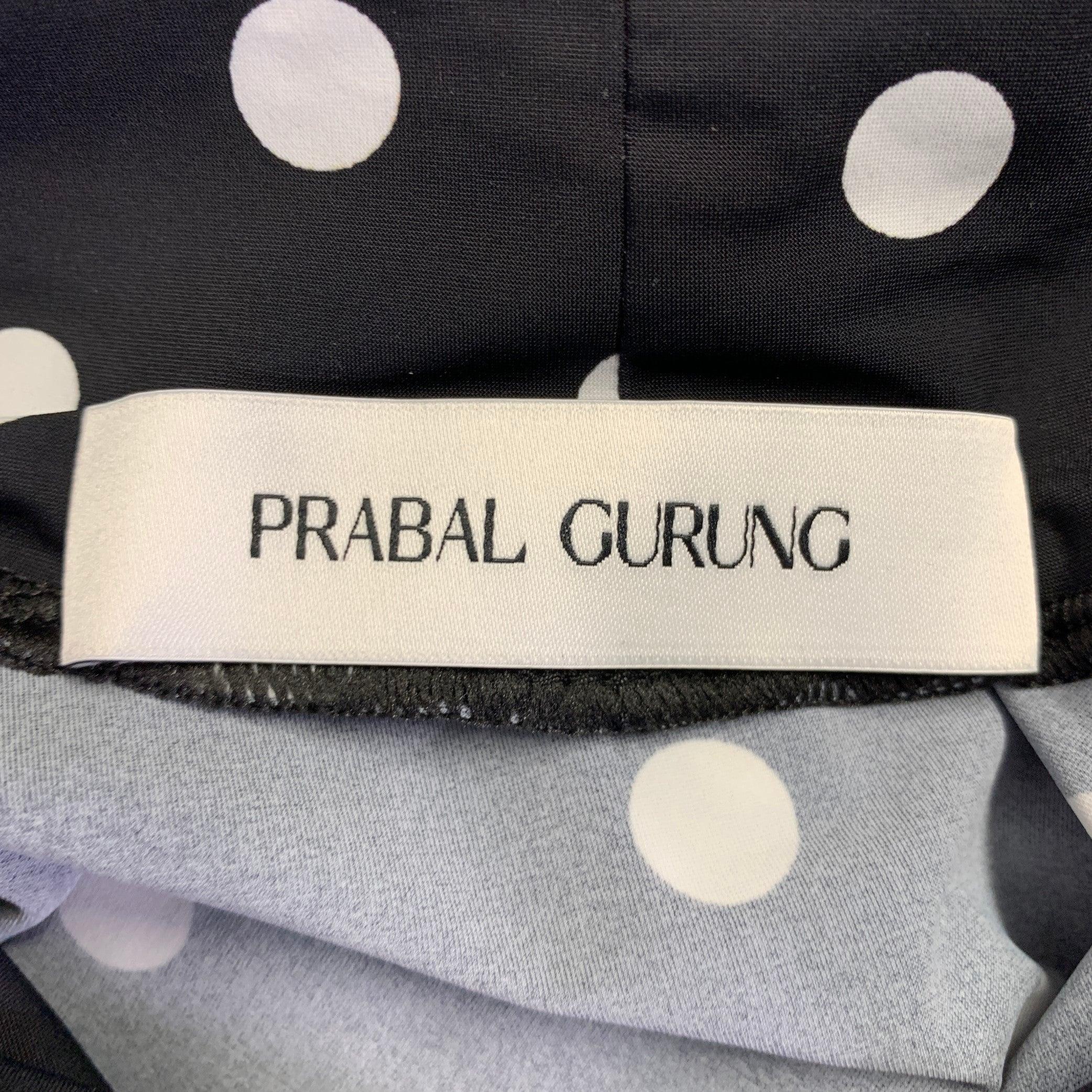 PRABAL GURUNG Size M Black White Lycra Polka Dot Bodysuit Dress Top For Sale 2
