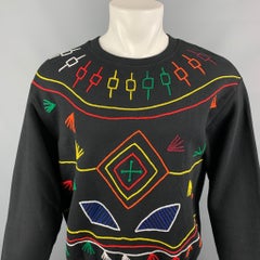 PRABAL GURUNG Size M Multi-Color Geometric Embroidered Cotton Sweatshirt