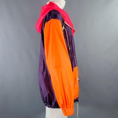 PRABAL GURUNG Chaqueta de nailon en bloque de color morado, naranja y rosa, talla M