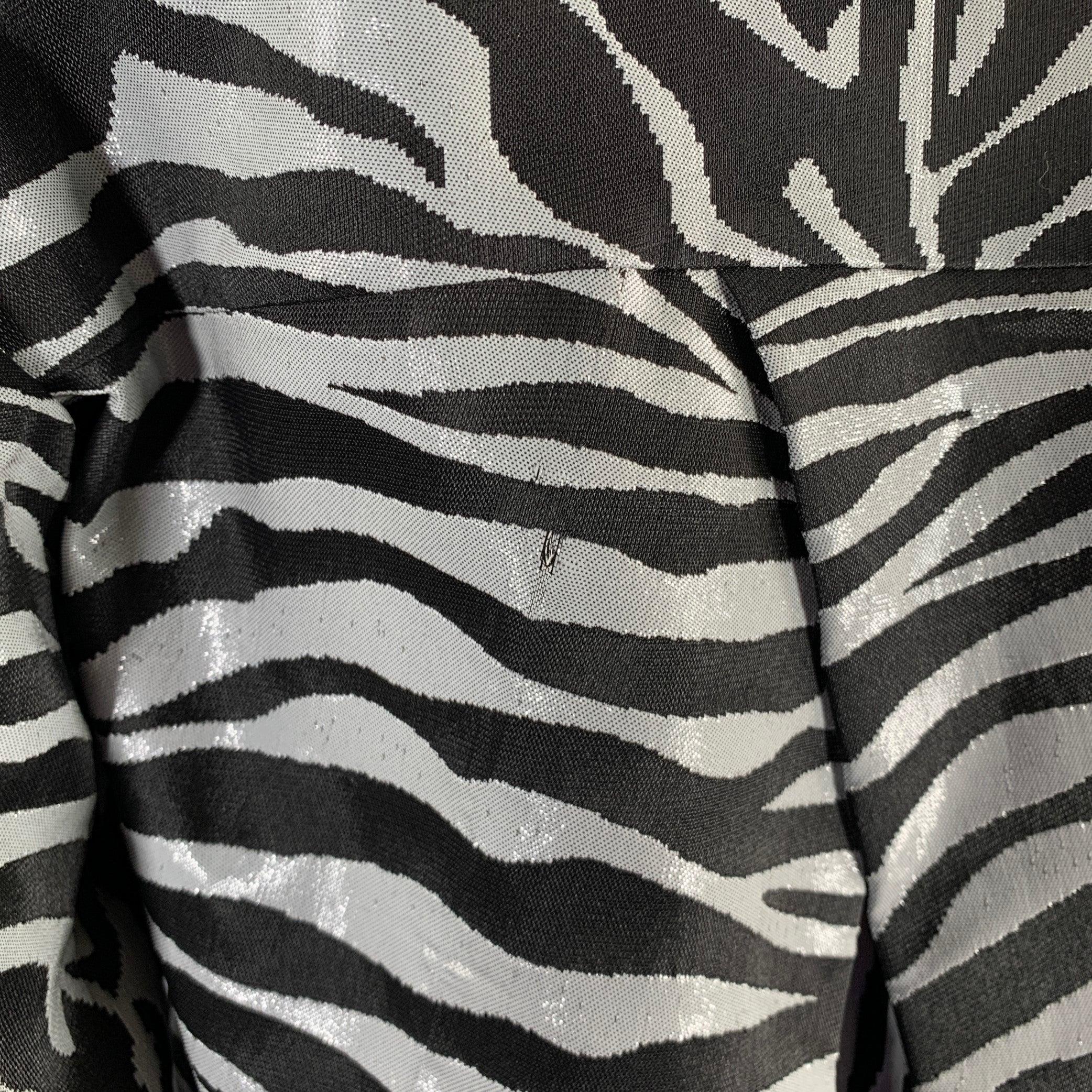 PRABAL GURUNG Size S Black Silver Animal Print Long Shirt For Sale 1