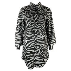 PRABAL GURUNG Size S Black Silver Animal Print Long Shirt
