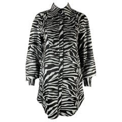 PRABAL GURUNG Size S Black Silver Animal Print Long Shirt