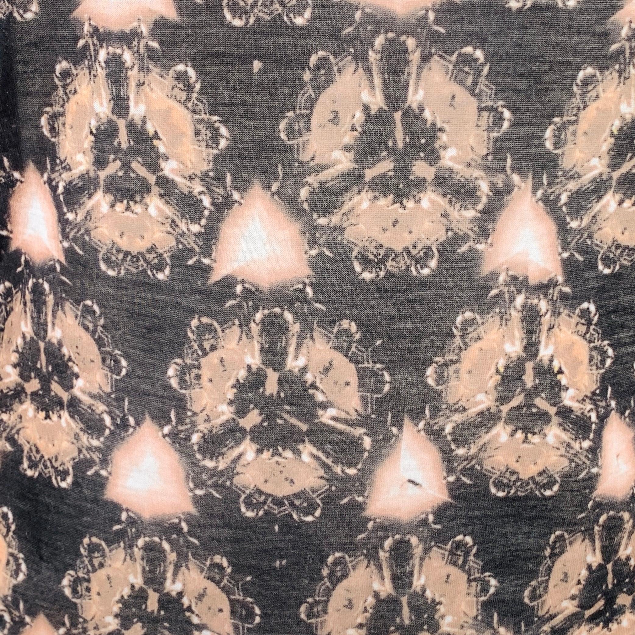 PRABAL GURUNG casual top
in a brown and grey polyester fabric featuring an abstract floral pattern, long sleeves, and crew neck.New with Tags. 

Marked:   S 

Measurements: 
 
Shoulder: 14 inches Bust: 35 inches Sleeve: 25.5 inches Length: 24 inches