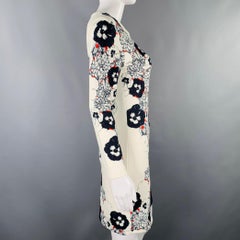 PRABAL GURUNG Size S Navy Cream Floral Sheath Cocktail Dress